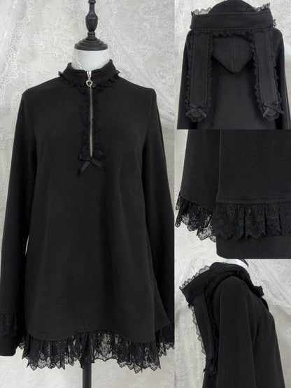 Flared Lace Top + Bunny Ear Hat