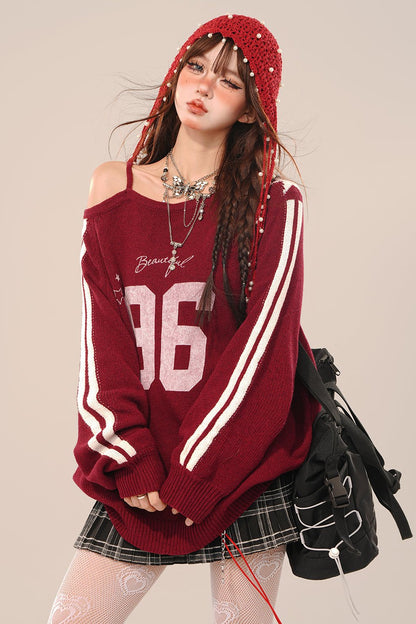 Over -size Slanted shoulder sweatshirt