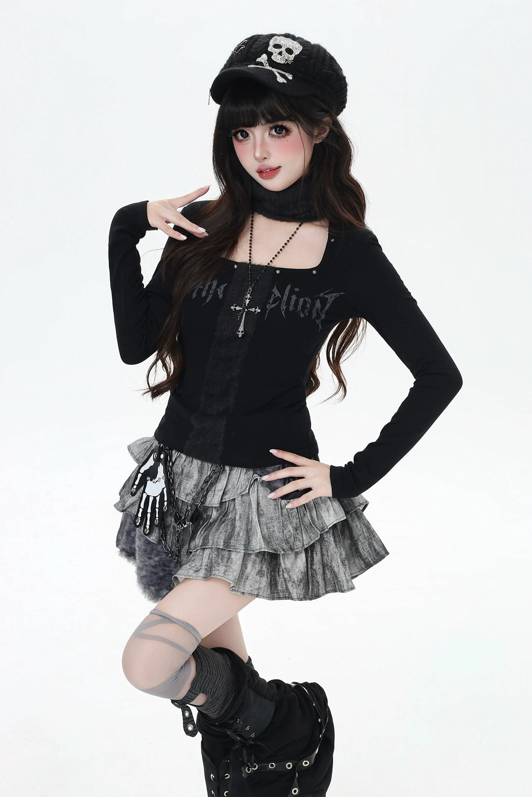 Y2K Gothic Slim Top