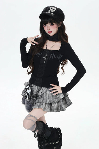 Y2K Gothic Slim Top