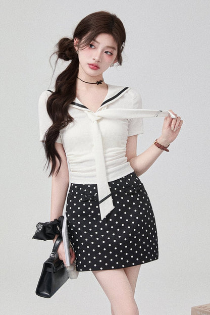 High Waist Dot Skirt