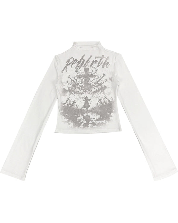 サブカルスモールタートルネックトップス