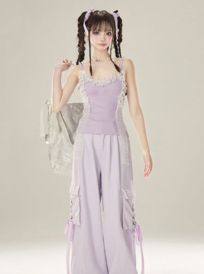 Camisole en dentelle violette