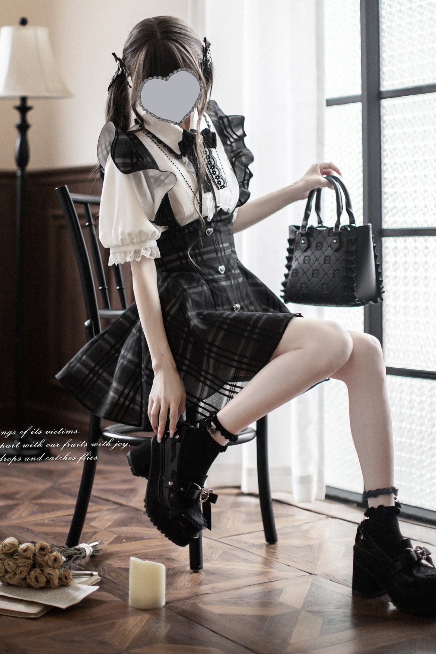 【予約商品】地雷ブラウス+サスペンダースカート