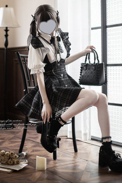 【予約商品】地雷ブラウス+サスペンダースカート