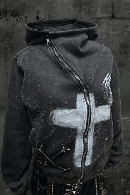 クロスウォッシュドフードジャケット