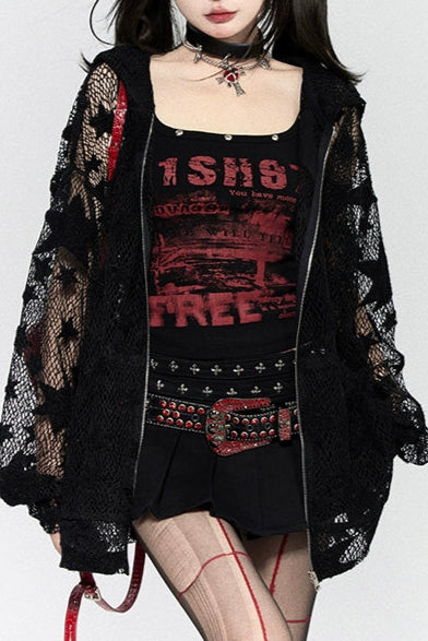 スターホローフードパーカー+ロックタンクトップス