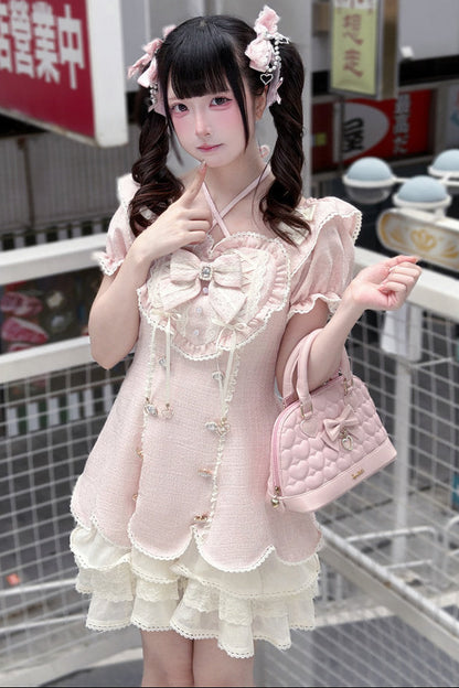 Tweed Heart Ribbon Sweet Lolita Dress