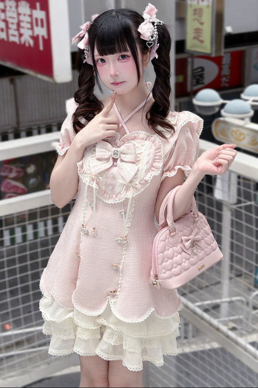 Tweed Heart Ribbon Sweet Lolita Dress