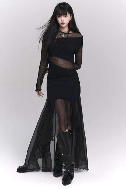 Sheer mode top + sheer long skirt