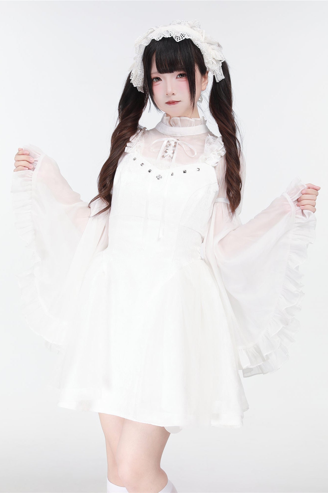 地雷バードサスペンダードレス＋シアースリーブトップス