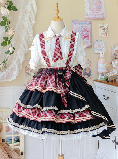 Idol Check Lolita Top + Tiered Ruffle Check Skirt