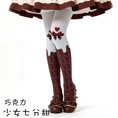 Medias lolita con lazo de chocolate dulce