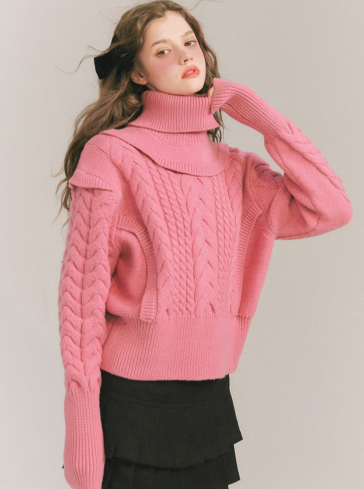 French High Neck Knit Sweater