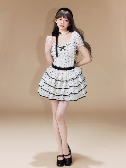 Puff Dot Tiered Dress