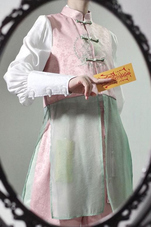 チャイナダークパターンレイヤードイレギュラースーツ