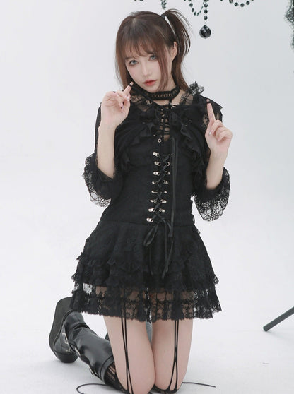 Note Dark Gothic Black Feather Sling Dress 