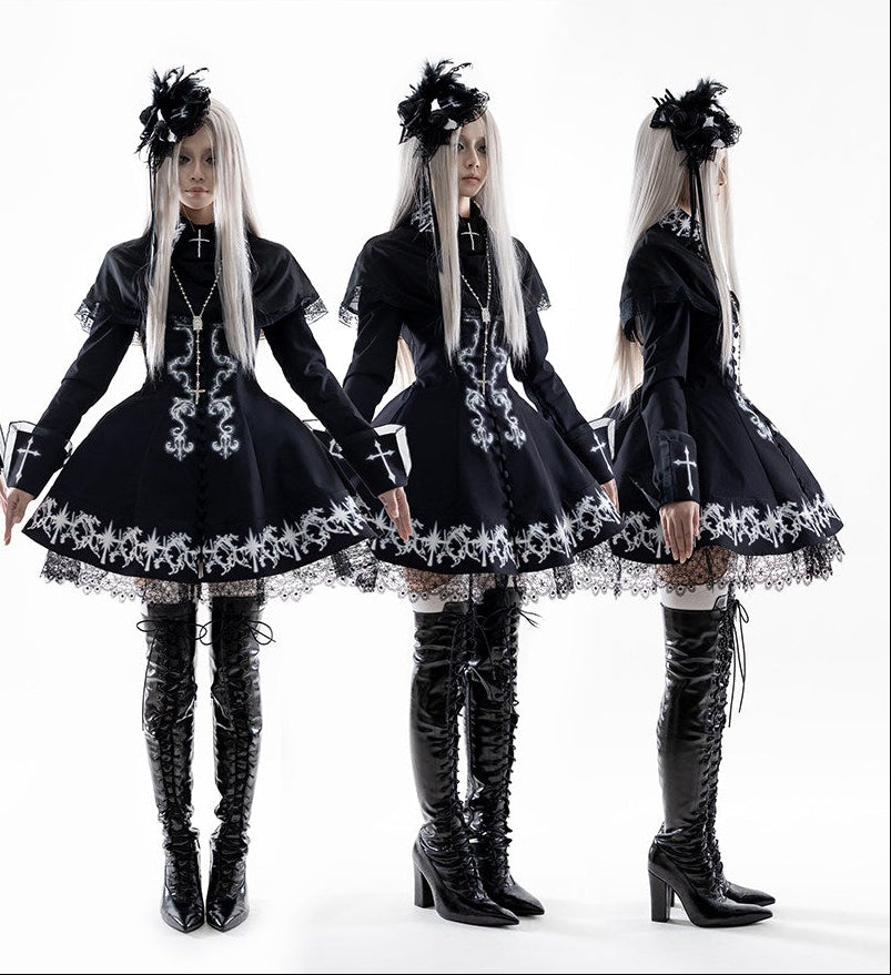 【4月13日预售截止】天使告白哥特洛丽塔十字蕾丝披肩