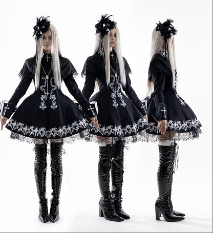【4月13日预售截止】天使告白哥特洛丽塔十字蕾丝披肩