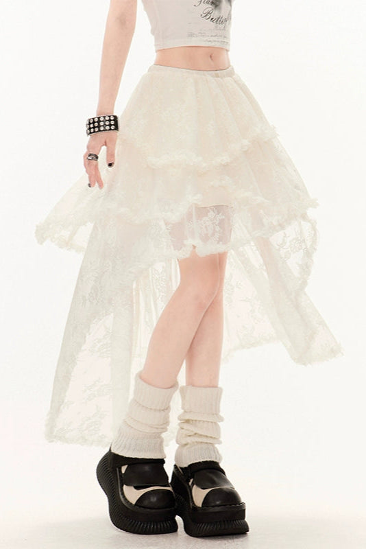 Sweet Irregular Hem Midi Skirt