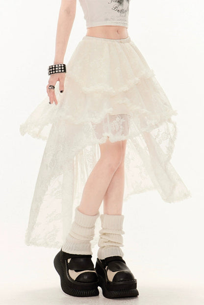 Sweet Irregular Hem Midi Skirt