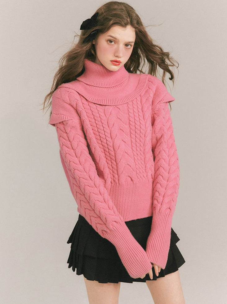 French High Neck Knit Sweater