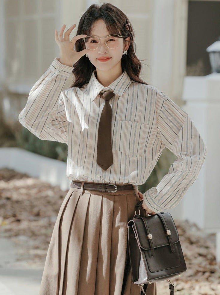 College Style Tie Stripe Shirt