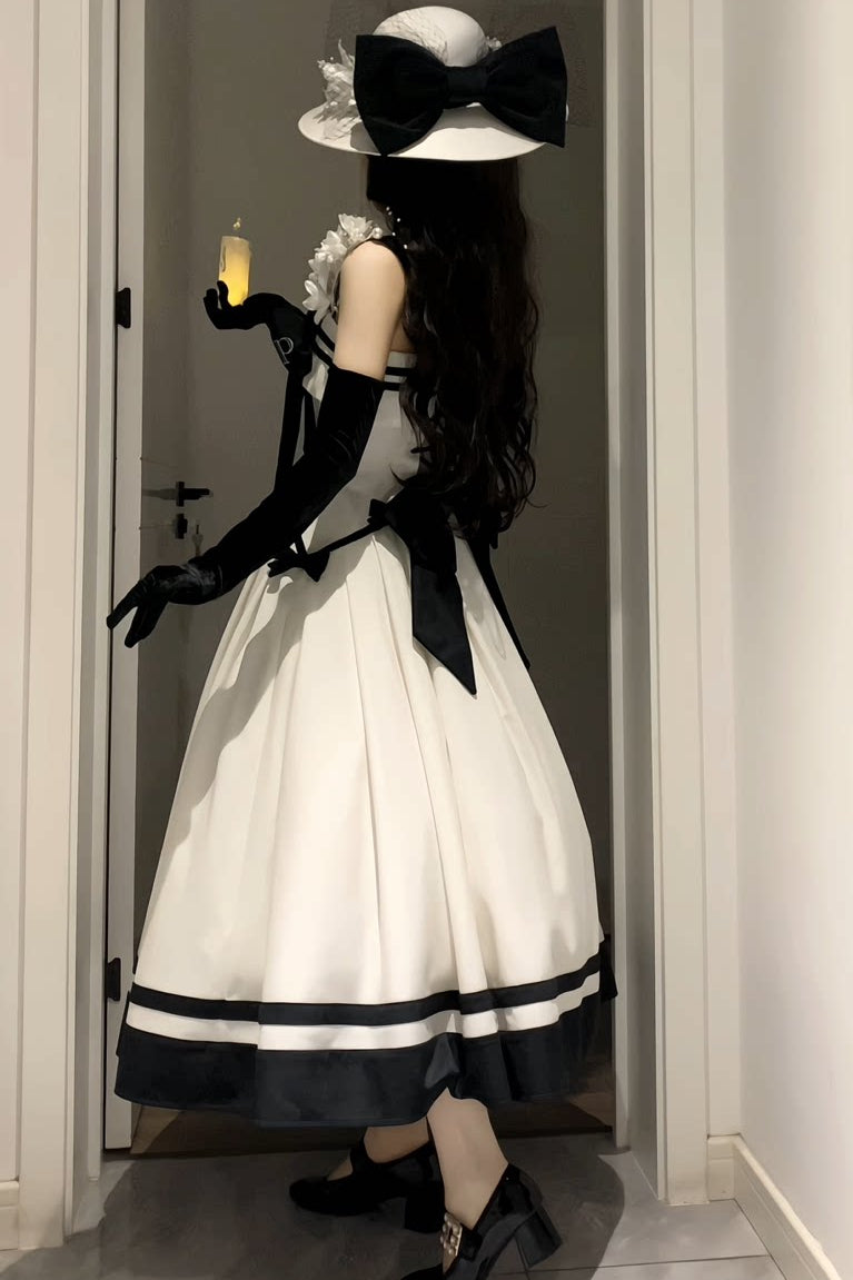 【Reservierungsschluss 29. Juli】Klassisches Schleifen-Elegant-Lolita-Stickerei-JKS-Kleid-Set (mit Korsage) + Zubehörset