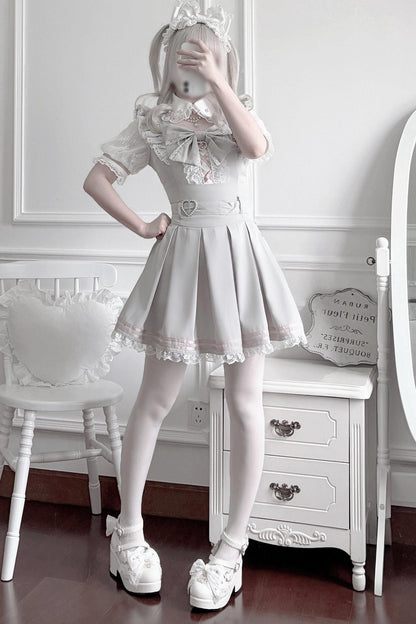 [Vorbestellartikel] Girly-Jirai-Kleid mit Perlen und Spitze