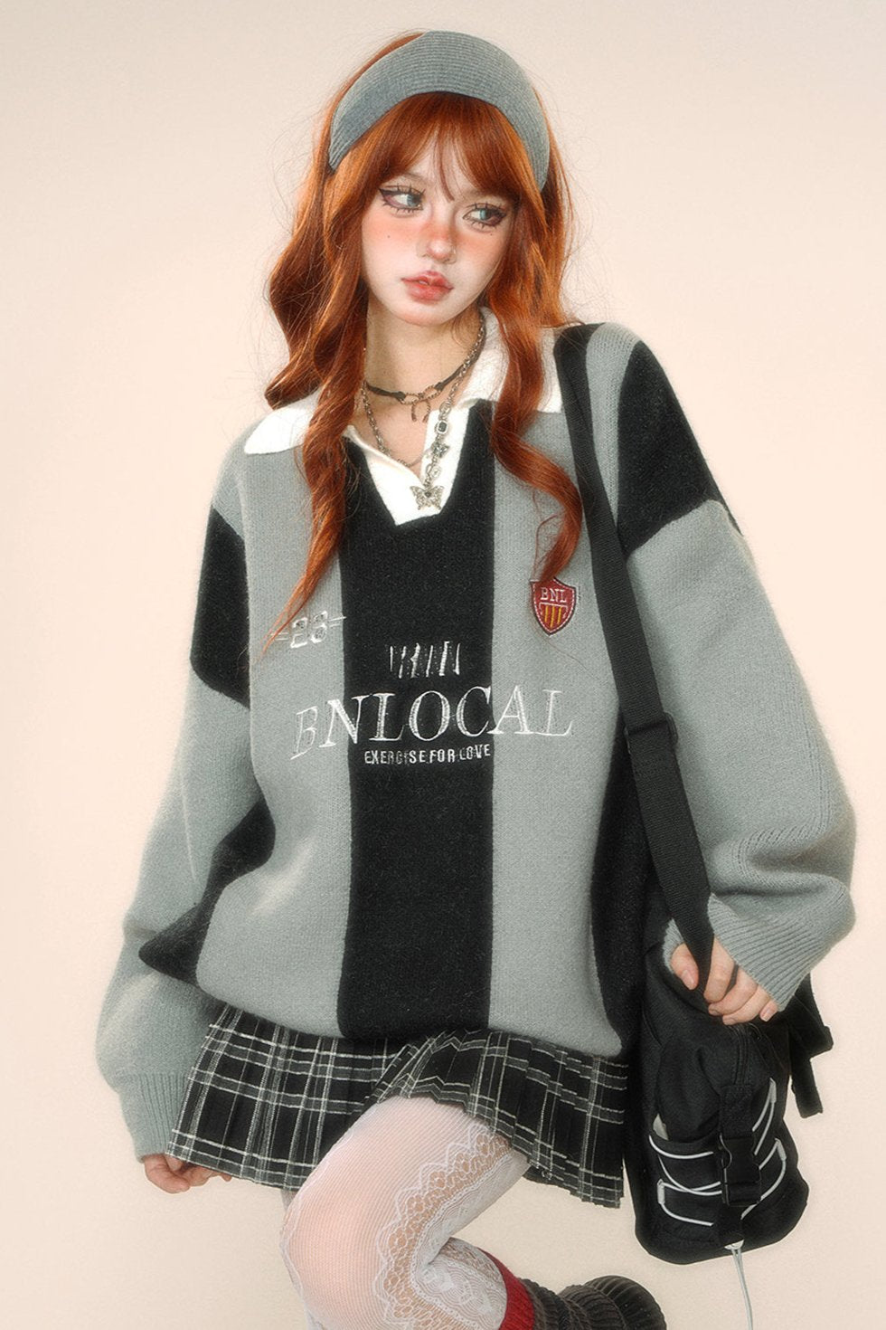 Stripe college style sweater