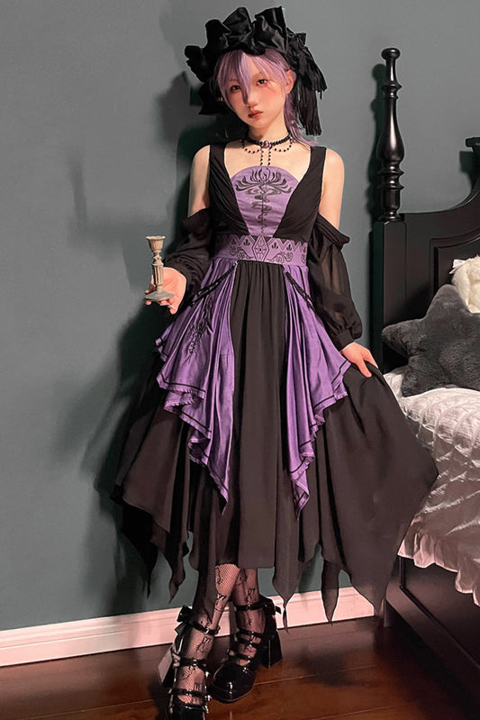 Witch Dark Cherry Love Lolita Dress + Necklace + Chain + Wrist Sleeve