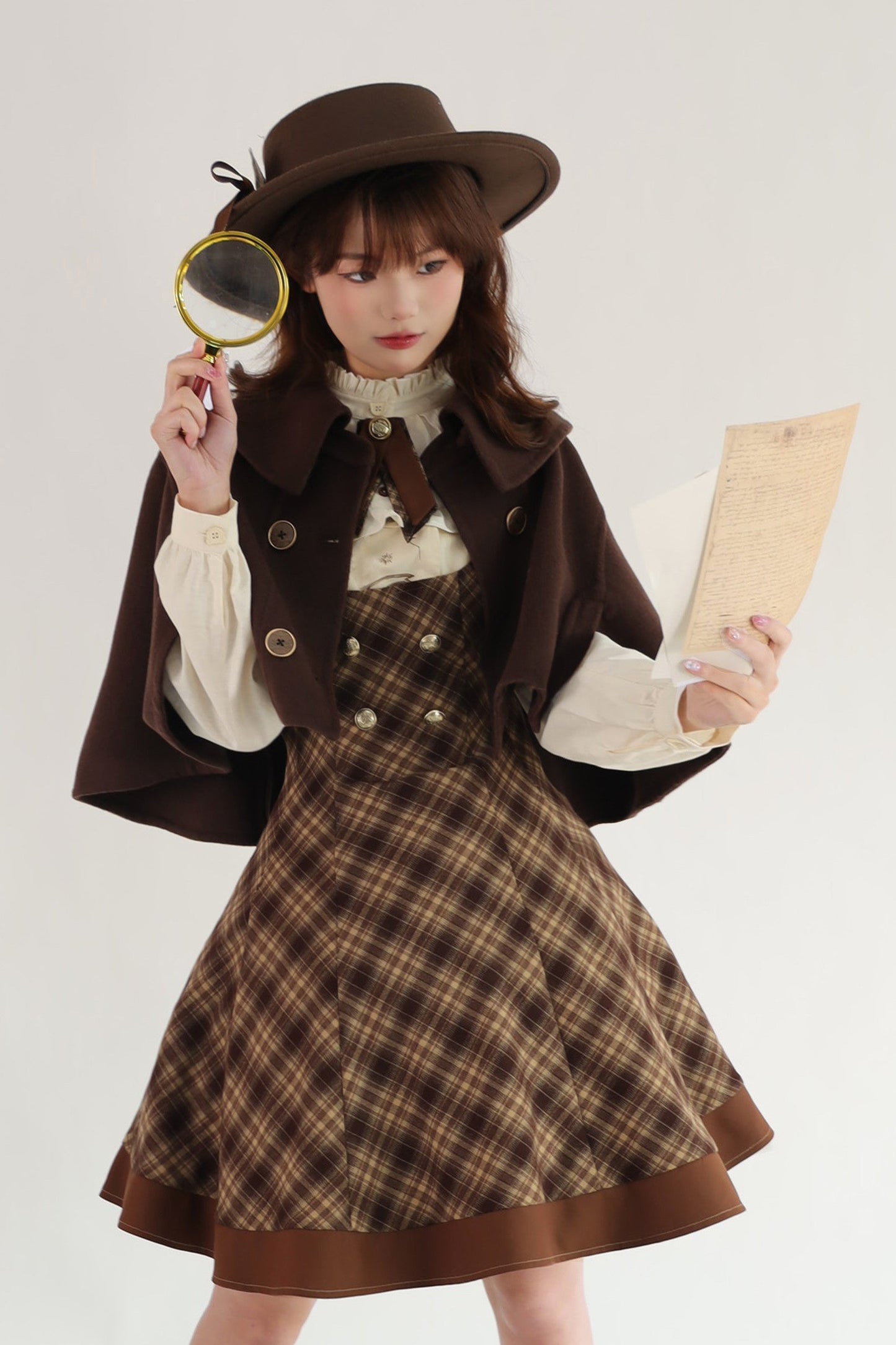 [Reservation Deadline February 3rd] Vintage Detective Series Lapel Cape + Suspender Dress + Ribbon Brooch