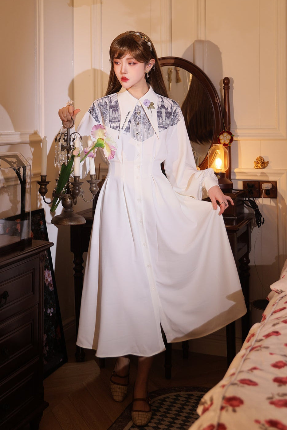 French Elegant Long Shirt Dress