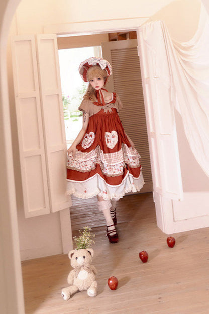 Retro Doll Cherry Check Lolita Dress