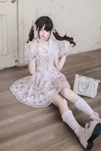 [Pre-order Deadline: April 15] Strawberry Rabbit Sailor Collar Lace Ribbon Dress Matching Set + Complete Set + Accessories