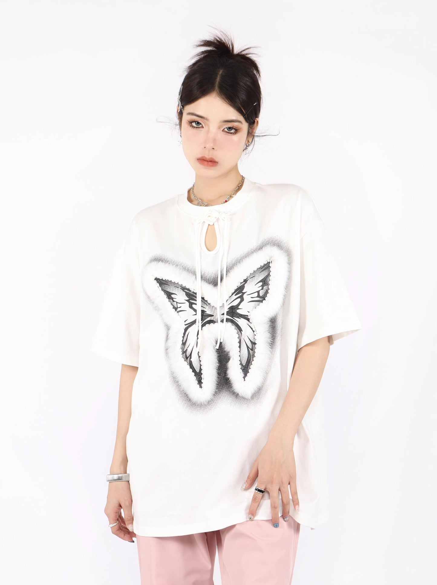 American Retro Cool Butterfly Over Size T -shirt