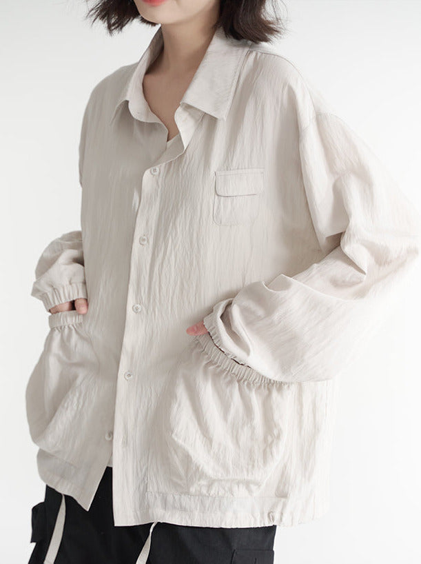 万有引力博物馆 纯色立领女式夹克 2024 夏季新款宽松翻领上衣