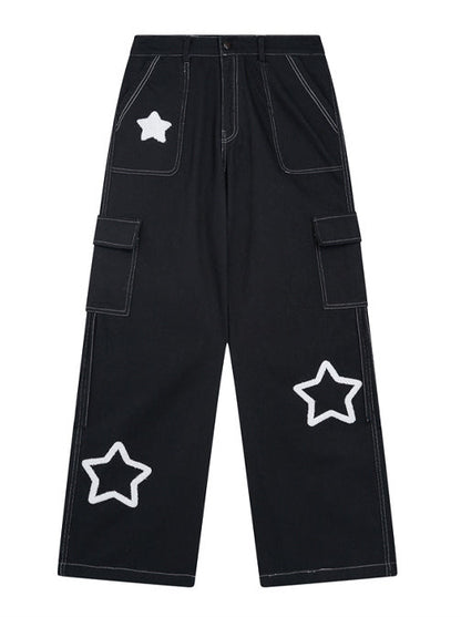 Dopamine Wear American Designstar Embroidery Straight Denim Pants