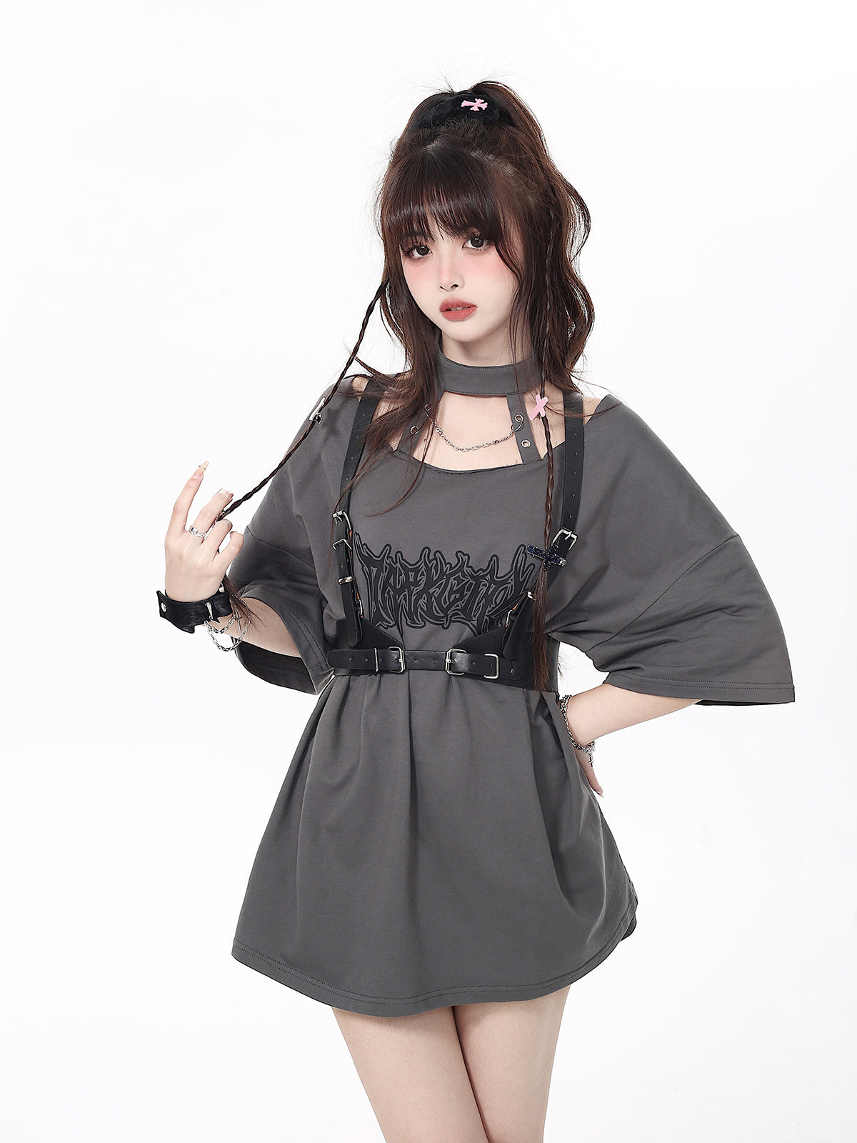 Choker Neck Gothic Loose Chain T-shirt