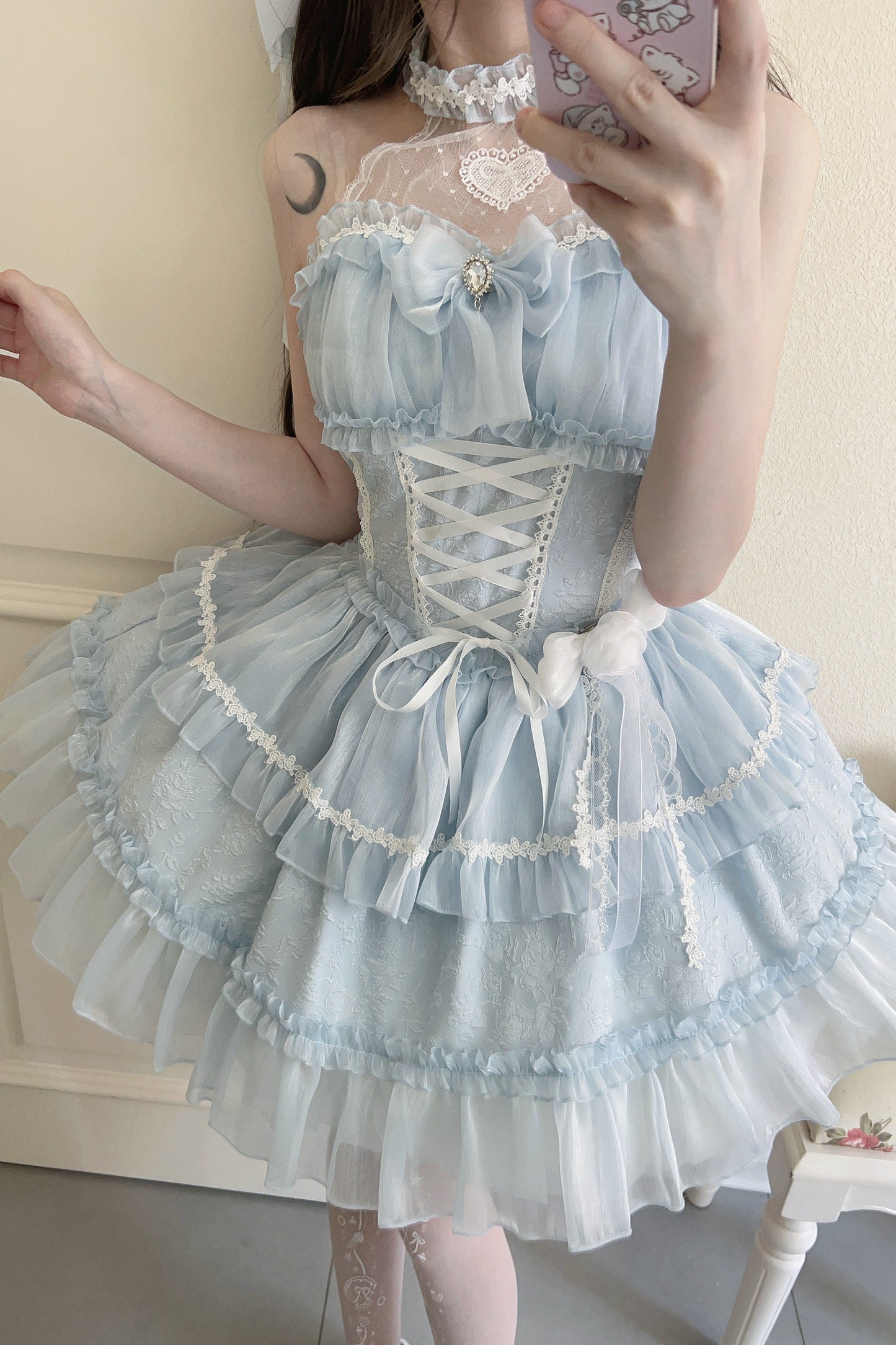 ホルターネックノースリーブシュガーロリータドレス