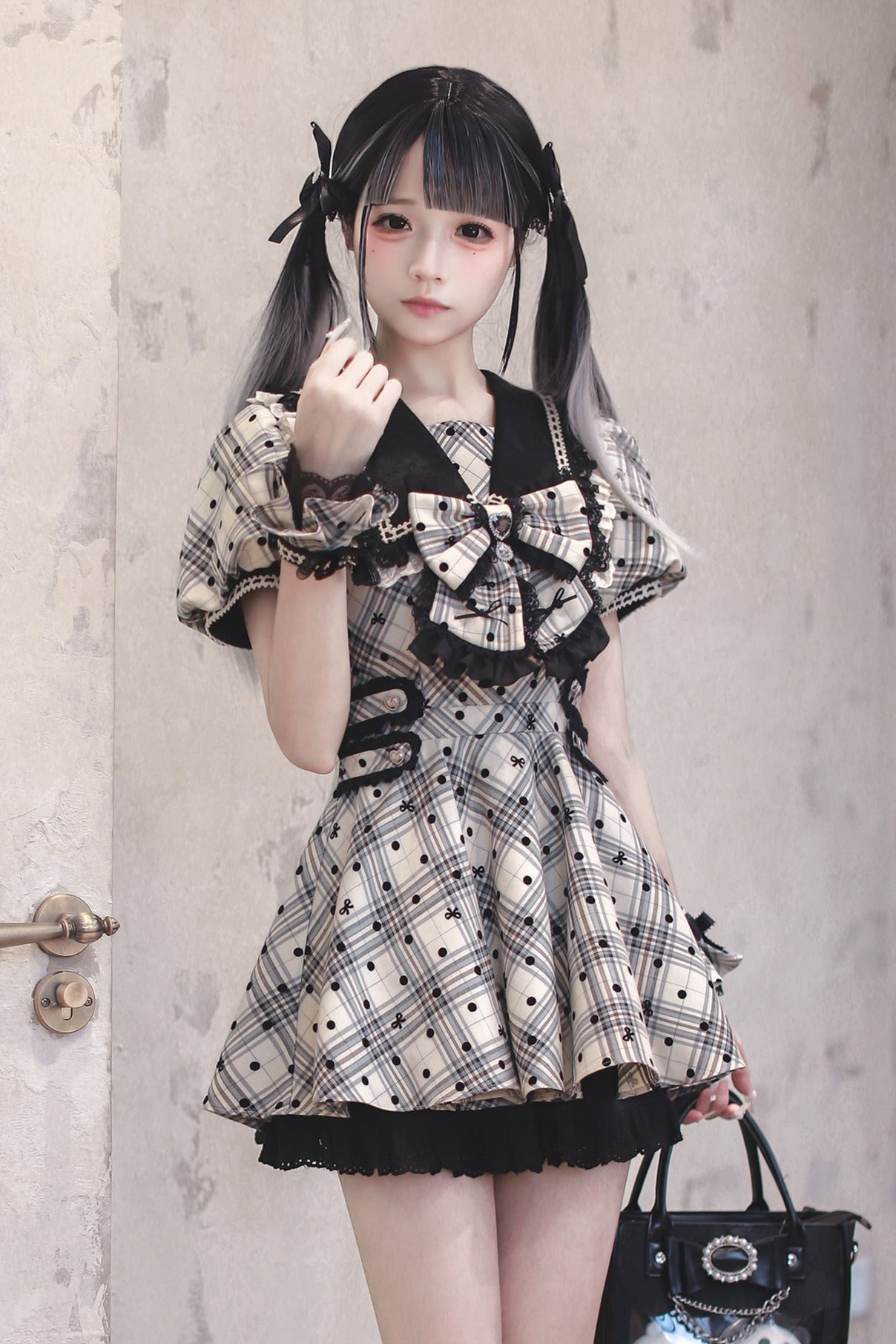[Reservation deadline August 1] Dot lace sailor dress setup + accessories