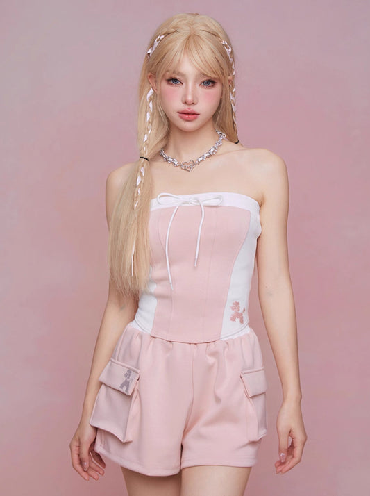 GirlyFancyClub's Strawberry Music Festival's summer outfit is a full set of hot girl bandeau tops and shorts