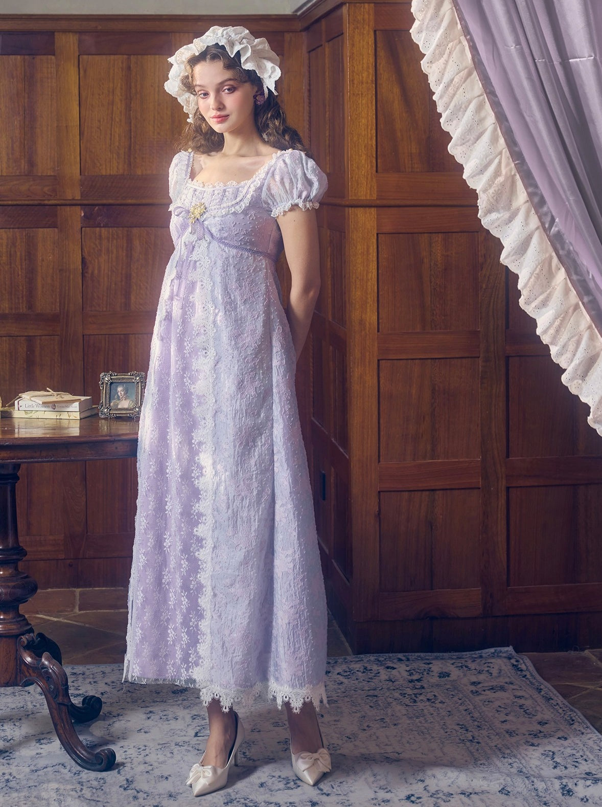 Puff Sleeve Princess Long Purple Dress