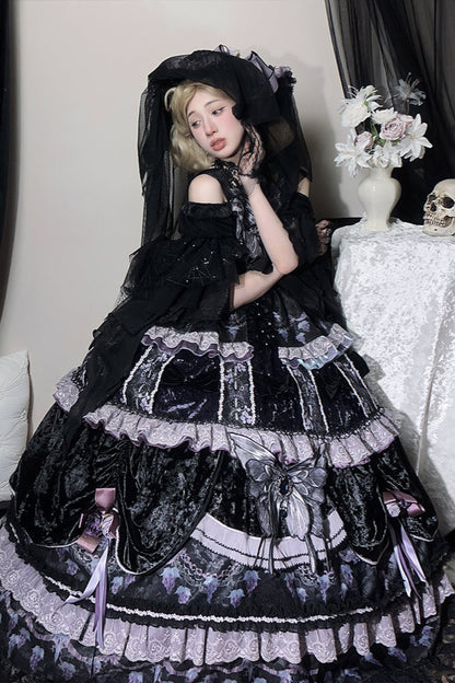 Dusk Manor Grape Kula Lolita Dress + Hat + Accessories