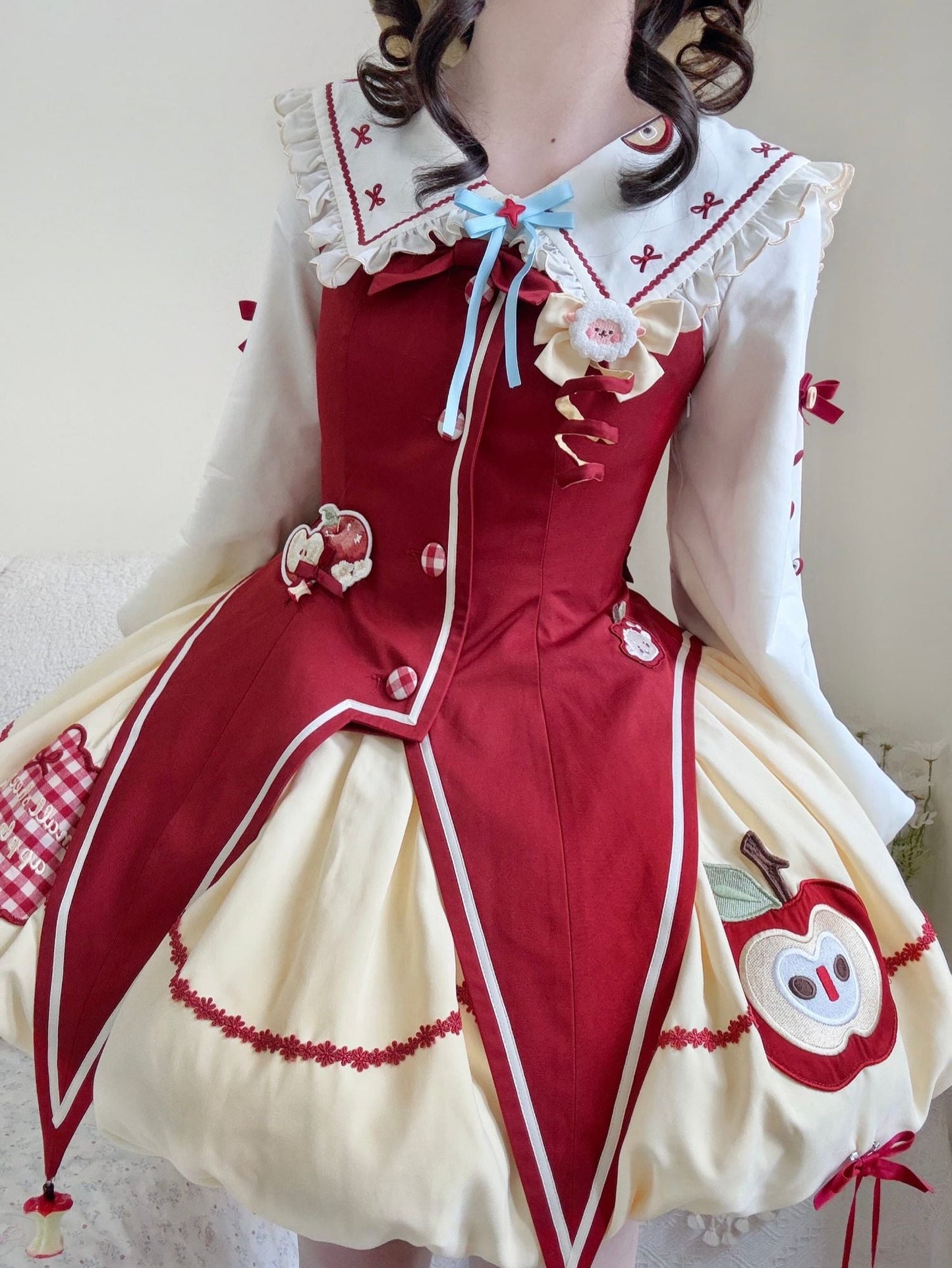 Fairy Tale Little Sheep Apple Balloon Clown Dress Suit + Accessories