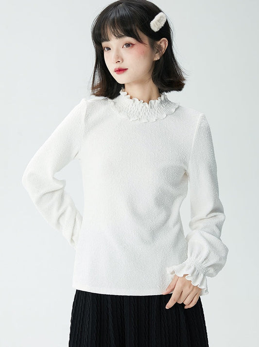 Lace stand collar elegant top 