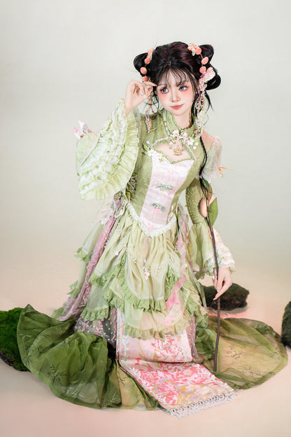 [Mar. 18th reservation deadline] China Lolita Pink Green Horse Face Two Piece Set Complete