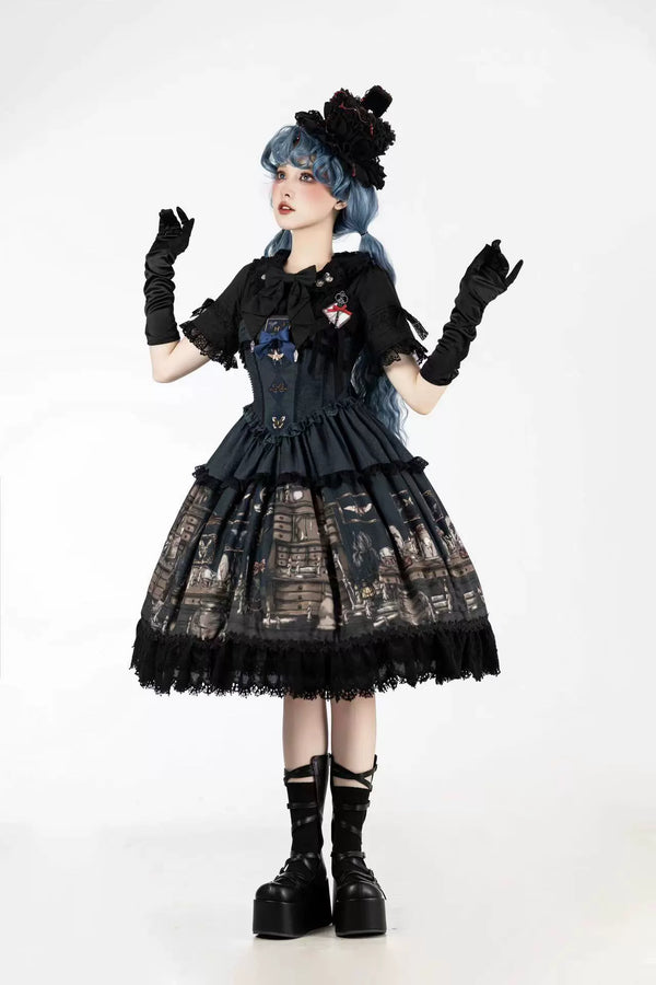 スペルコレクションルームステッチフェイクツーピースドレス