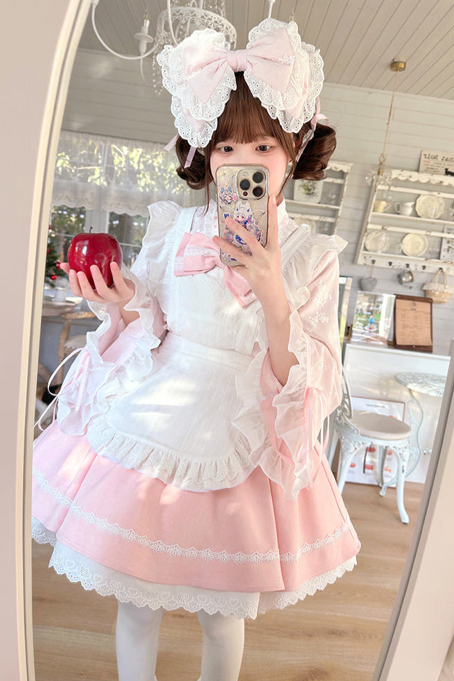 Cherry Maid Girly Top + Flared Skirt + Apron