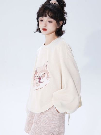 Loose Strap Arc Cat Print Top